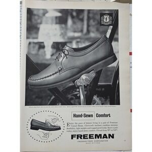 Vintage 1964 Freeman Shoe Print‎ Ad Hand Sewn Comfort Men's Dress Shoe